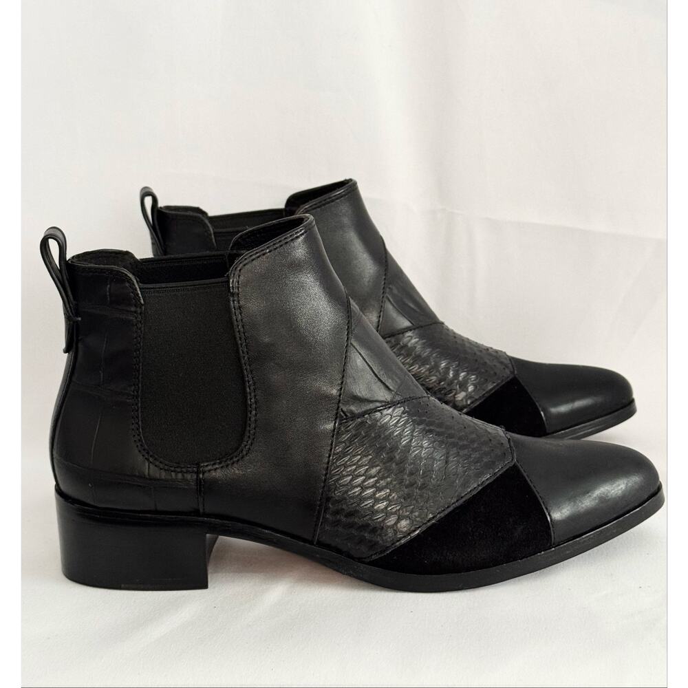 Coach Suffolk Patchwork Leather Ankle Boots Black 7.5 Chelsea NIB - Picture 9 of 14